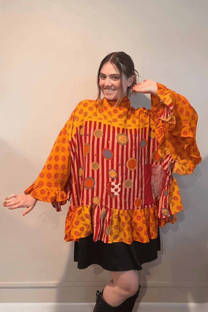 Crepe Sari Wild Rose Top