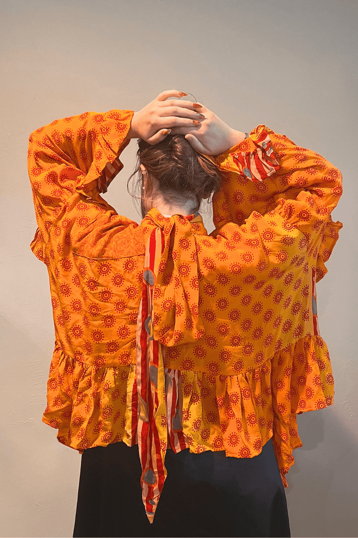 Crepe Sari Wild Rose Top