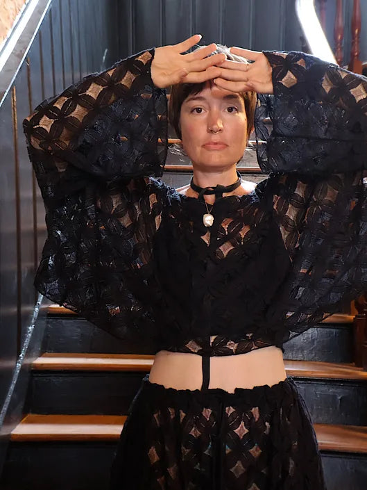 Crochet Abundance Crop Top - Black