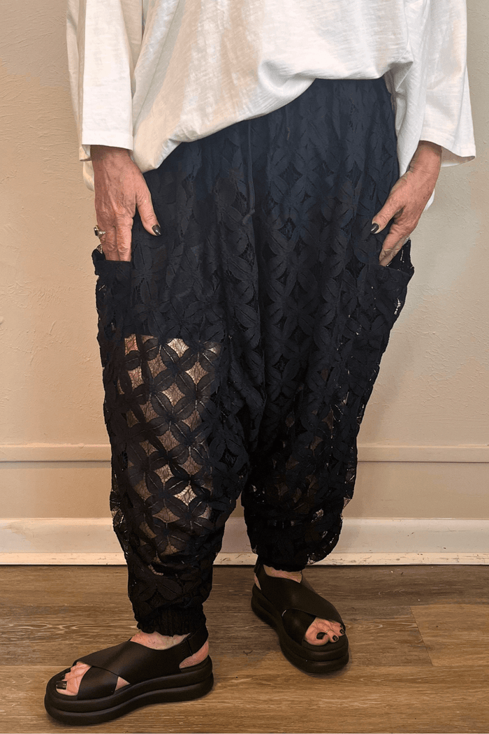 Crochet Be Still Harem Pants - Black
