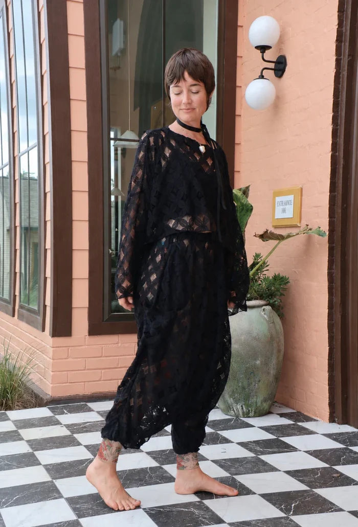 Crochet Be Still Harem Pants - Black
