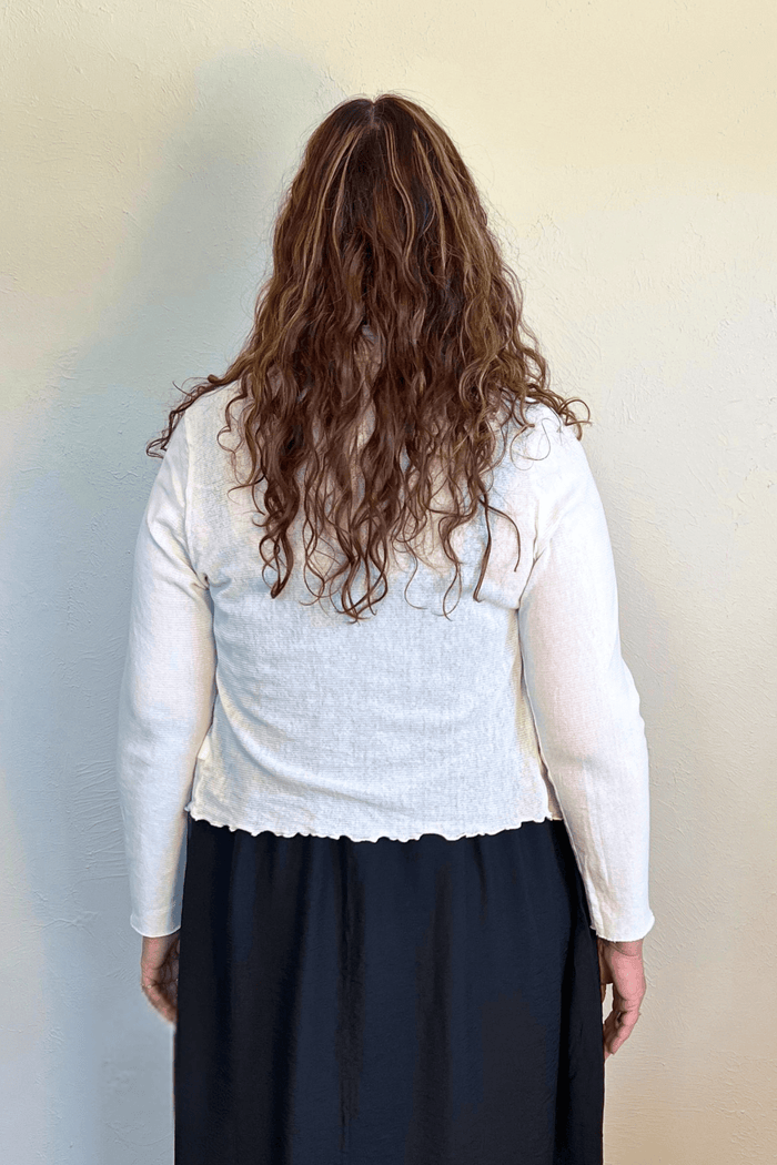 Cropped Mesh Cardigan - Neutrals