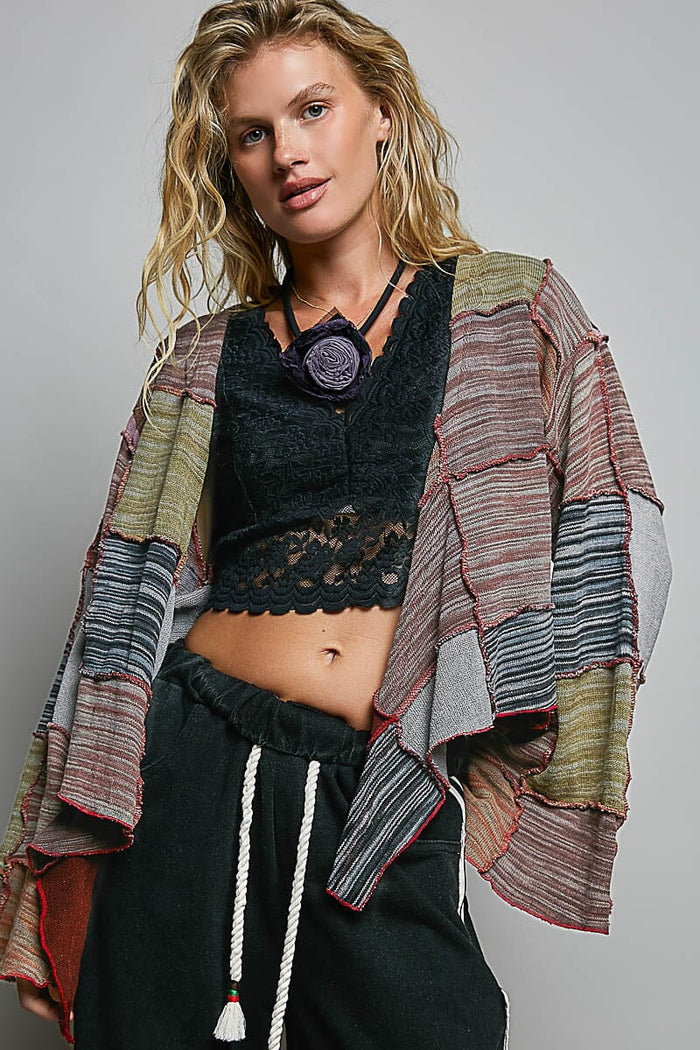 Cropped Patchwork Cardigan