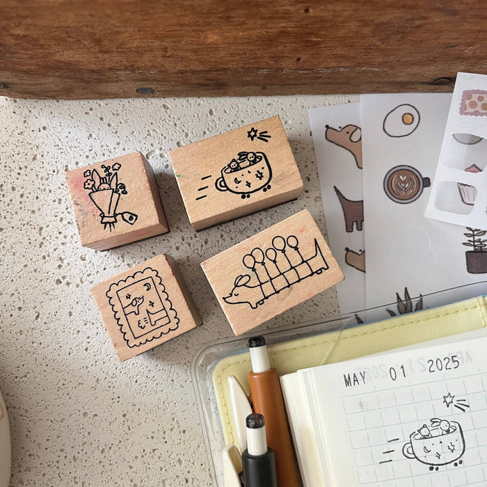 dana ate oatmeal! Balloonie Wooden Stamp