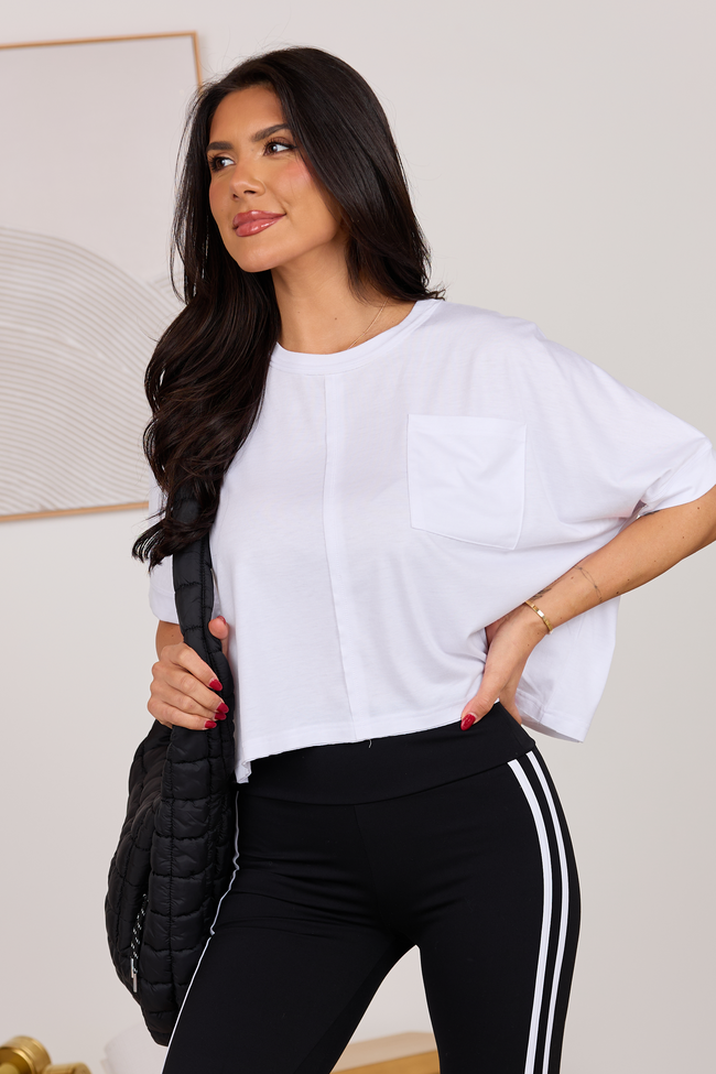 Darcy Short Sleeve Crop White Tee FINAL SALE