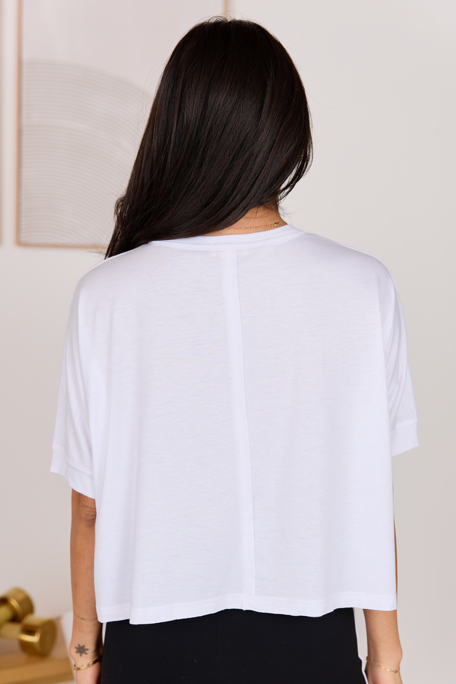 Darcy Short Sleeve Crop White Tee FINAL SALE