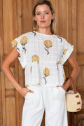 Dolman Peplum Top - Fan Flowers Marigold