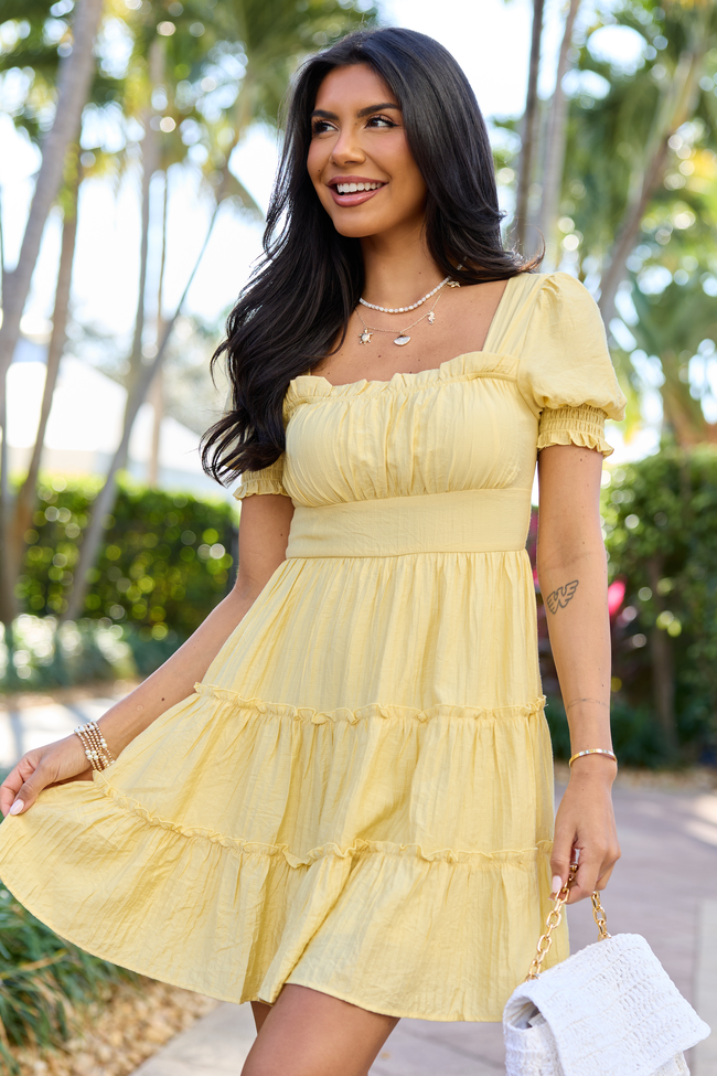 Easily Loved Yellow Babydoll Short Sleeve Mini Dress FINAL SALE
