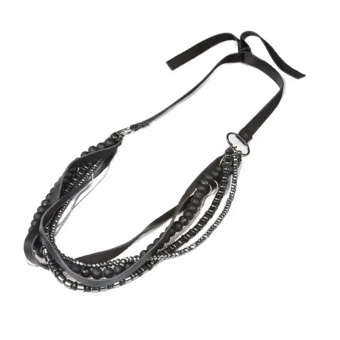 Eclipse Layered Leather & Bead Necklace