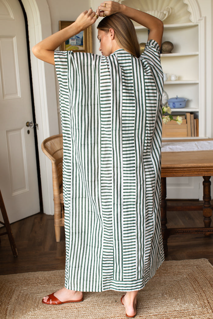 Emerson Caftan - Moss Stripe Organic