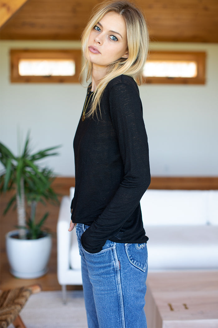 Emerson Crewneck - Black Linen