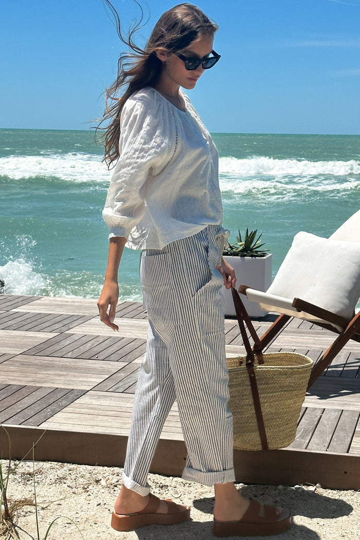 Family Cargo Pant - Indigo Stripe Organic