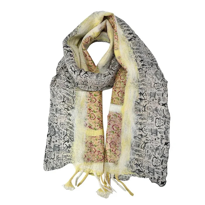 Felt/Saree Scarf W/Flowers
