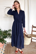 Frances 3 Dress - Maritime Swiss Dot Organic