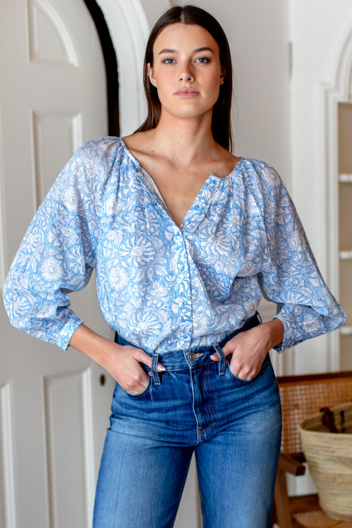 Frances Blouse - Arbor Blissful Blue Organic