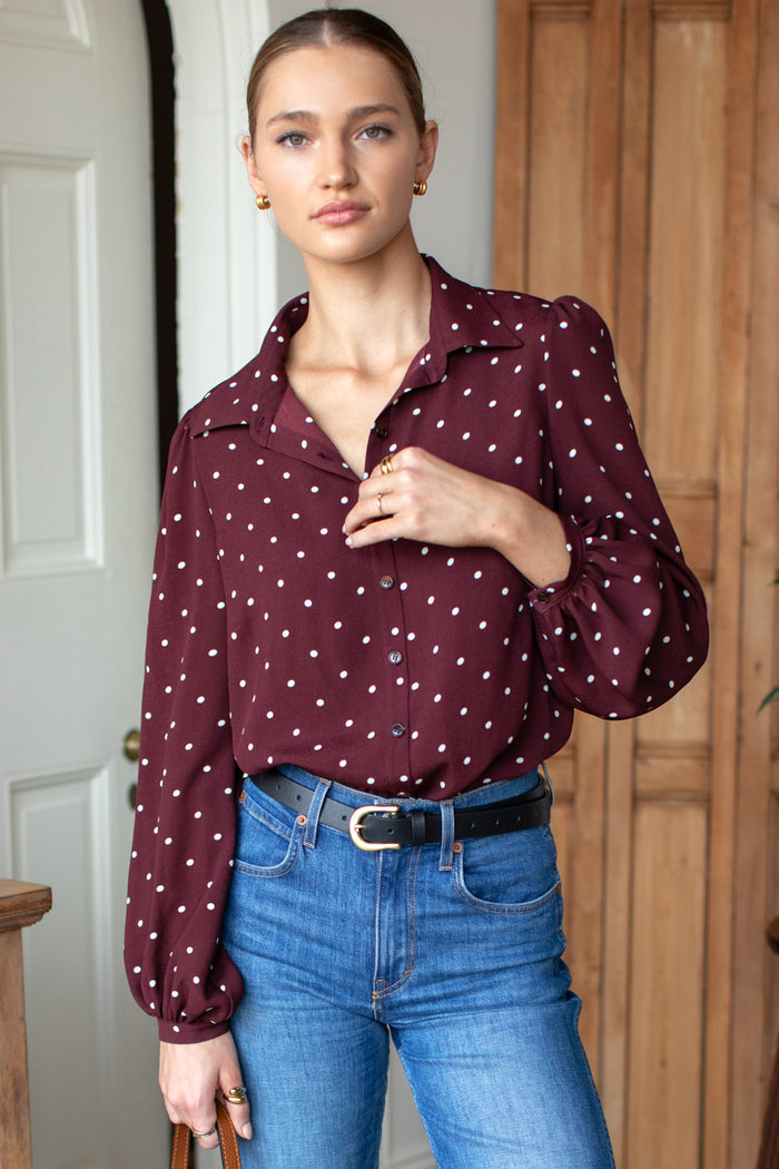 Frankie Blouse - Small Dots Tawny Port