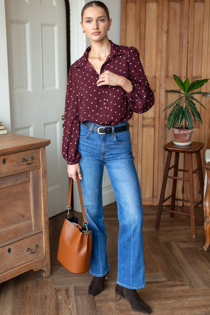 Frankie Blouse - Small Dots Tawny Port