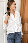 French Heirloom Shirt - Speckled Dots Ivory + Black