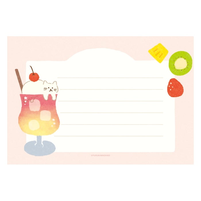 Furukawashiko Mini Horizontal Letter Set - Animal Sweets Workshop - Soda Cat