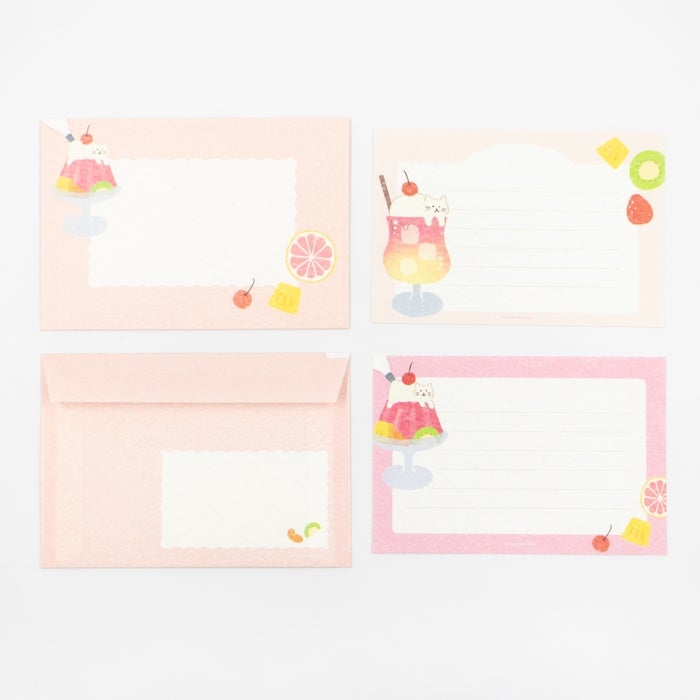Furukawashiko Mini Horizontal Letter Set - Animal Sweets Workshop - Soda Cat