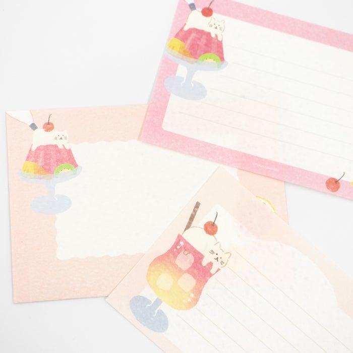 Furukawashiko Mini Horizontal Letter Set - Animal Sweets Workshop - Soda Cat
