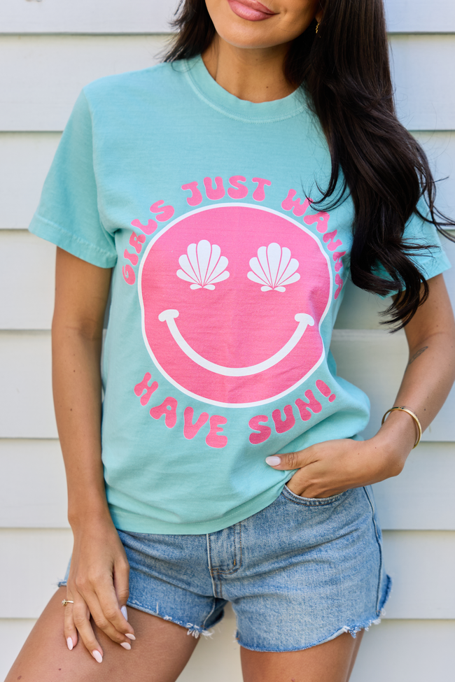 Girls Just Wanna Have Sun Chalky Mint Comfort Colors Graphic Tee