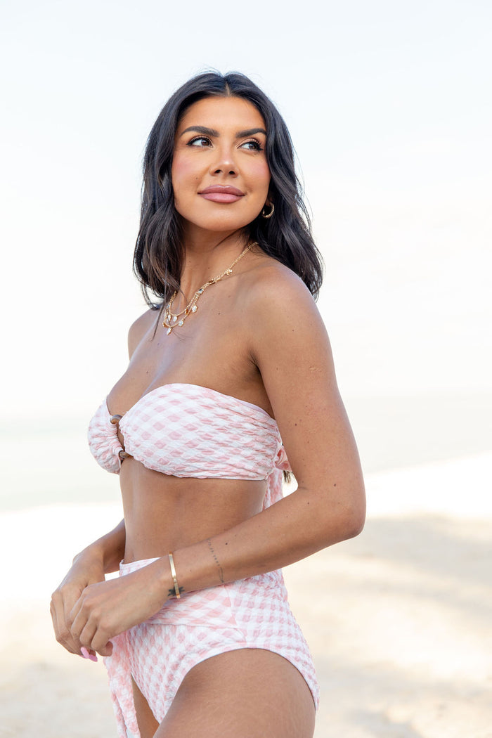 Golden Isle Pink Textured Ring Bikini Top FINAL SALE