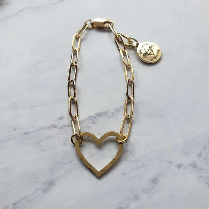 Hammered Heart Charm Bracelet