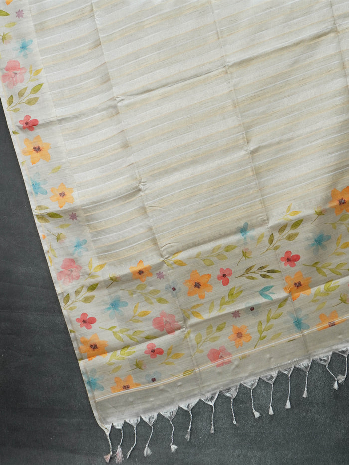 Handloom Printed Tussar Silk Saree | TTDS3564