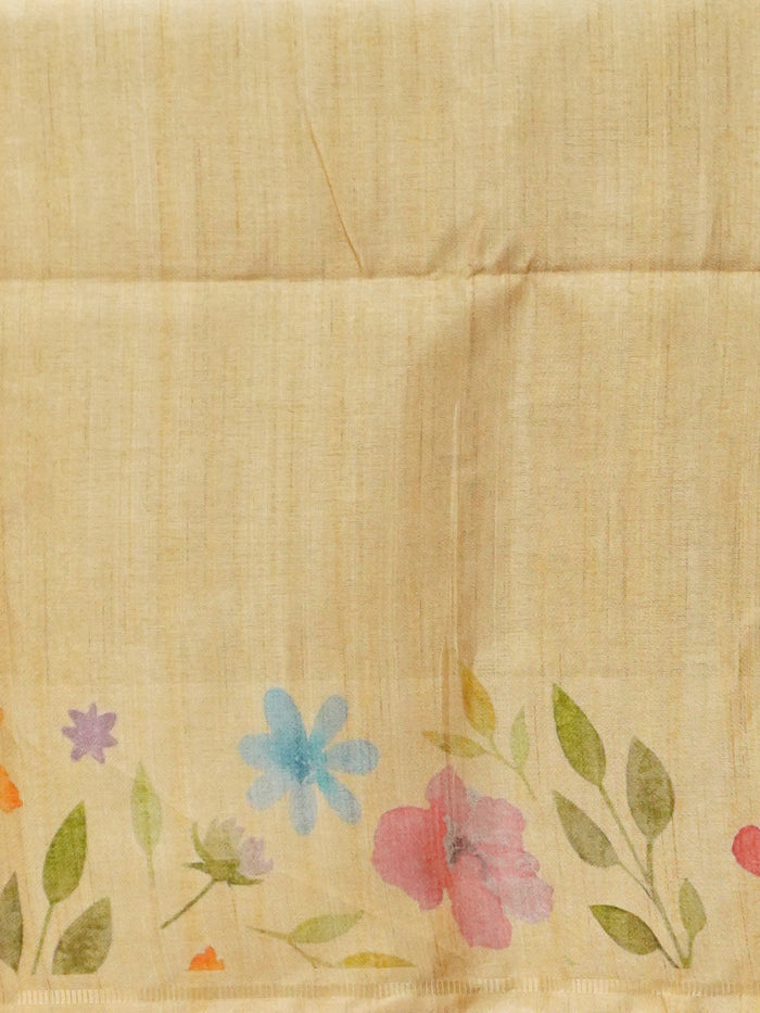 Handloom Printed Tussar Silk Saree | TTDS3564