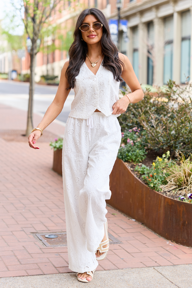 Haven White Eyelet Lace Vest FINAL SALE