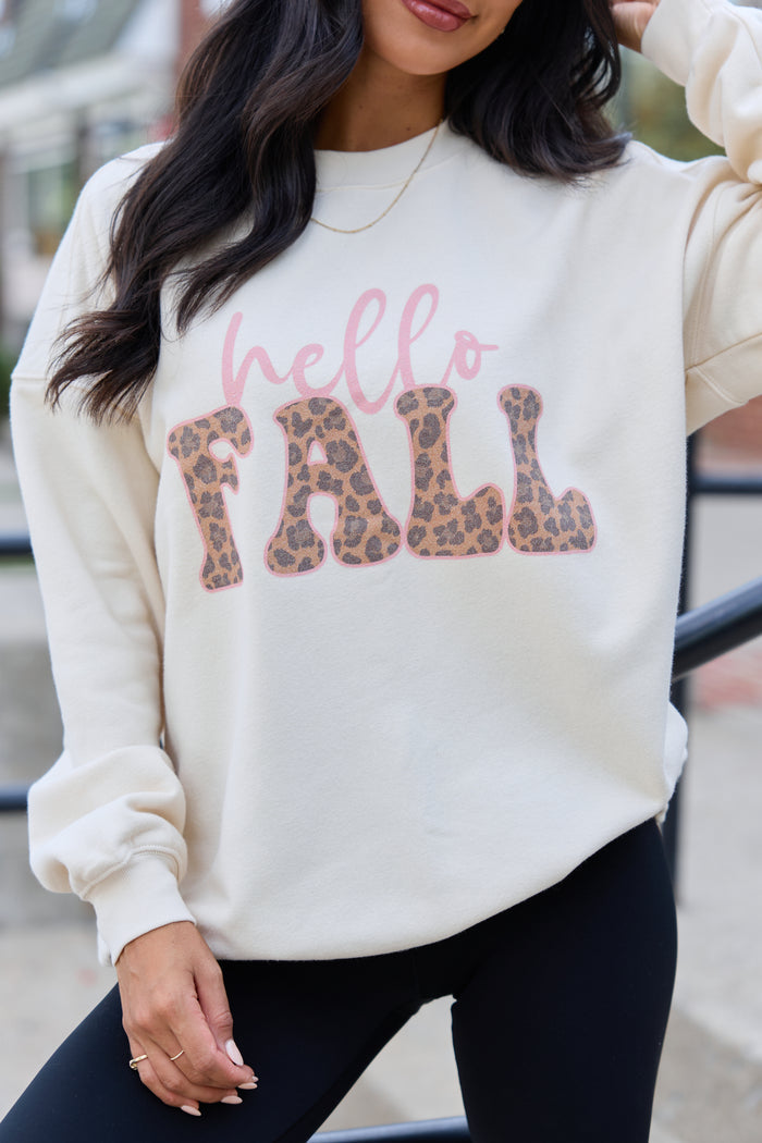 Hello Fall Cream Graphic Sweatshirt