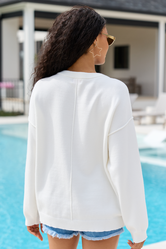 Home Of The Free Ivory Textured Flag Sweater SALE