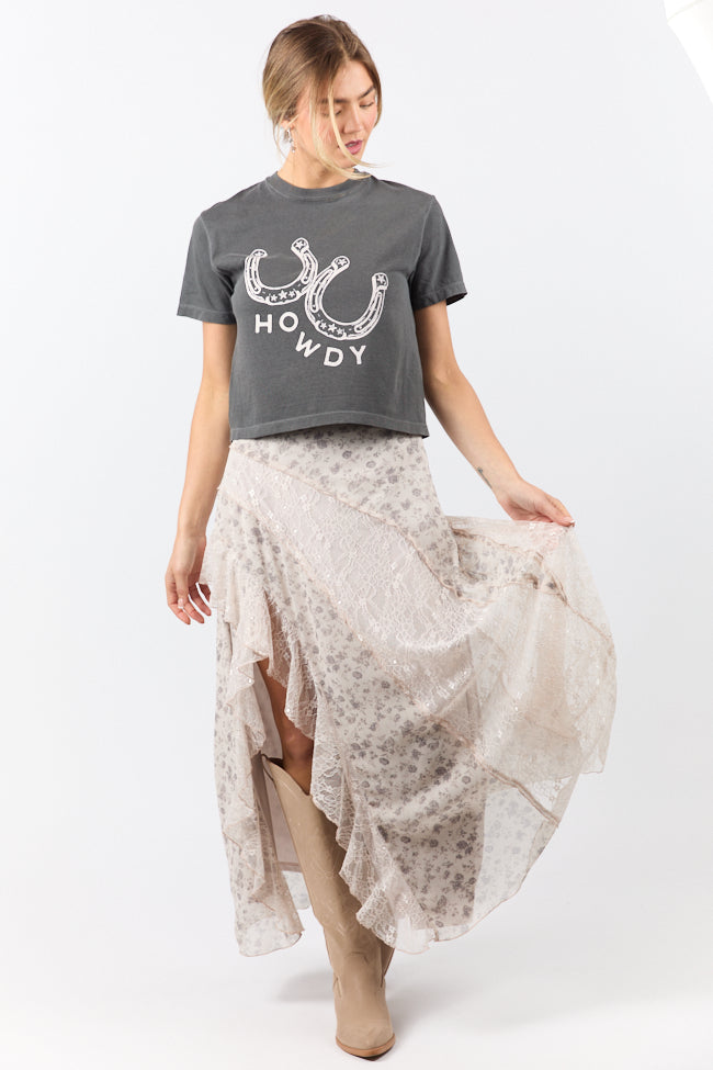 Howdy Horseshoes Dark Grey Boxy Graphic Tee