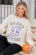 Howdy Witches Cream Graphic Sweatshirt