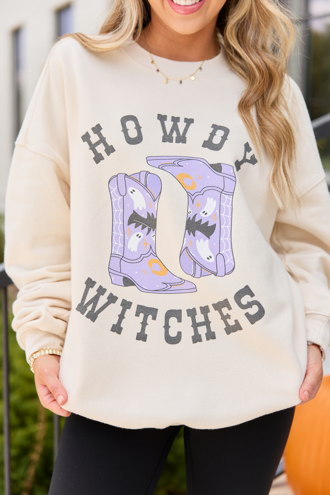 Howdy Witches Cream Graphic Sweatshirt