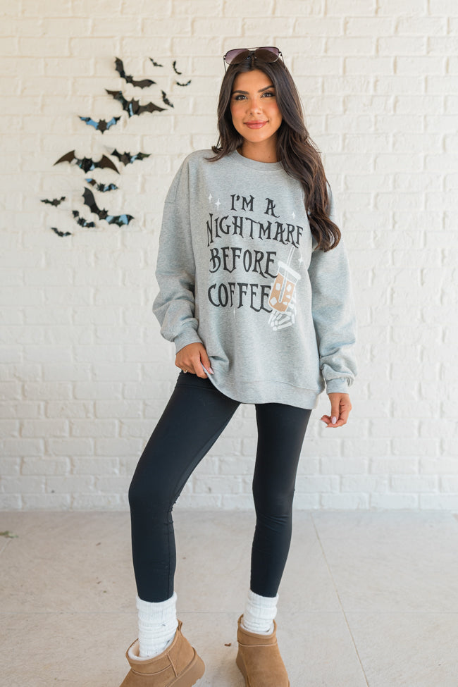 I'm A Nightmare Before Coffee Light Grey Graphic Sweatshirt
