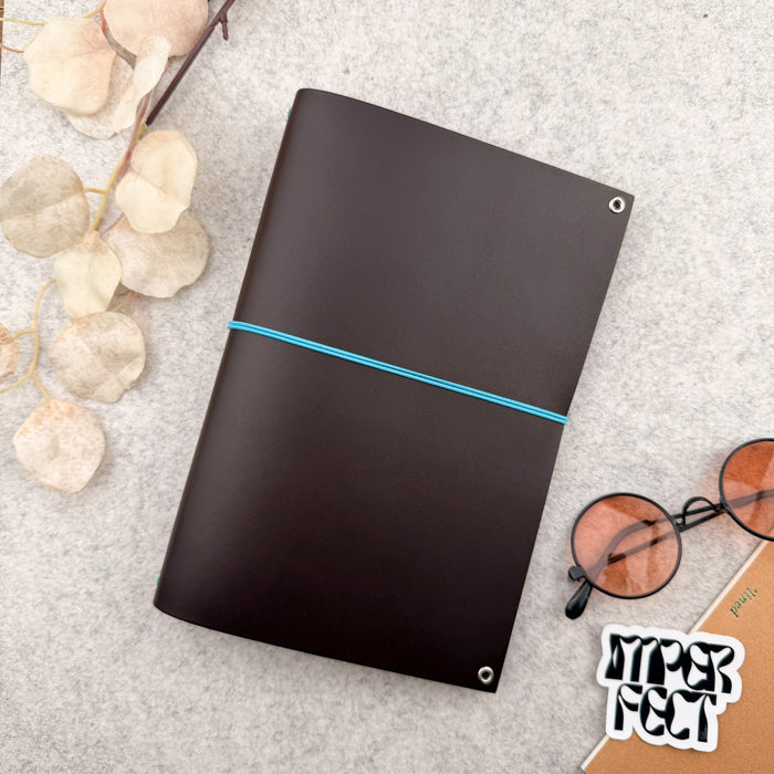 Imperfect Concepts Baxter Leather Notebook - A5 Bifold - Dark Brown