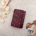 Imperfect Concepts Juniper Leather Notebook - A6 Trifold - Maroon w/ Gold & Brass Grommets