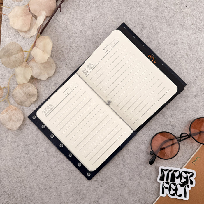 Imperfect Concepts Juniper Leather Notebook - A6 Trifold - Maroon w/ Gold & Brass Grommets
