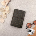 Imperfect Concepts Juniper Leather Notebook - A6 Trifold - Olive w/ Brass Grommets