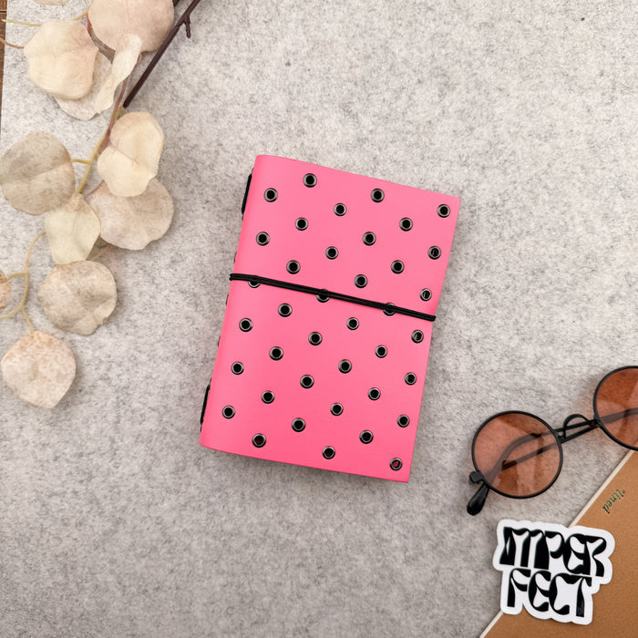 Imperfect Concepts Max Leather Notebook - A6 Bifold - Poppy w/ Gunmetal Grommets