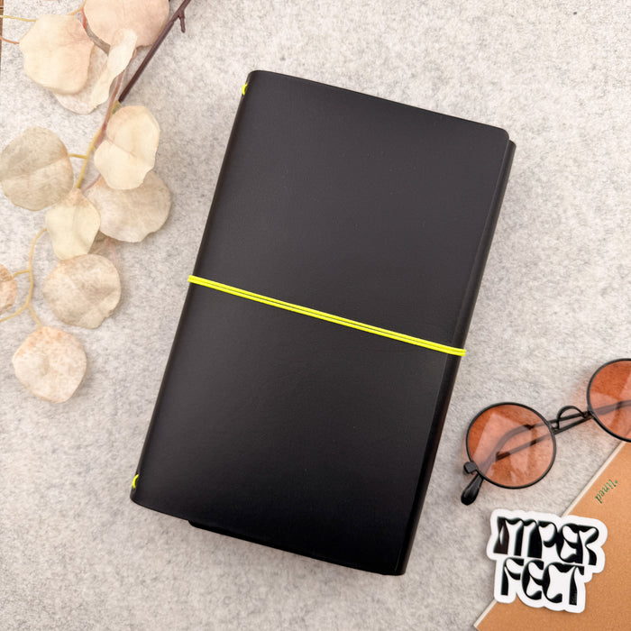 Imperfect Concepts Sadie Leather Notebook - A5 Trifold - Black