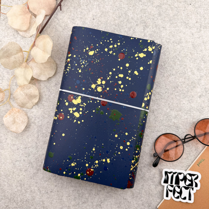 Imperfect Concepts Sadie Leather Notebook - A5 Trifold - Painted Deep Sea