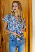 India Button Down - Charcoal Leopard Organic