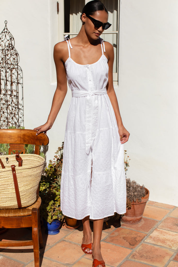 India Button Front Sundress 2 - Salt