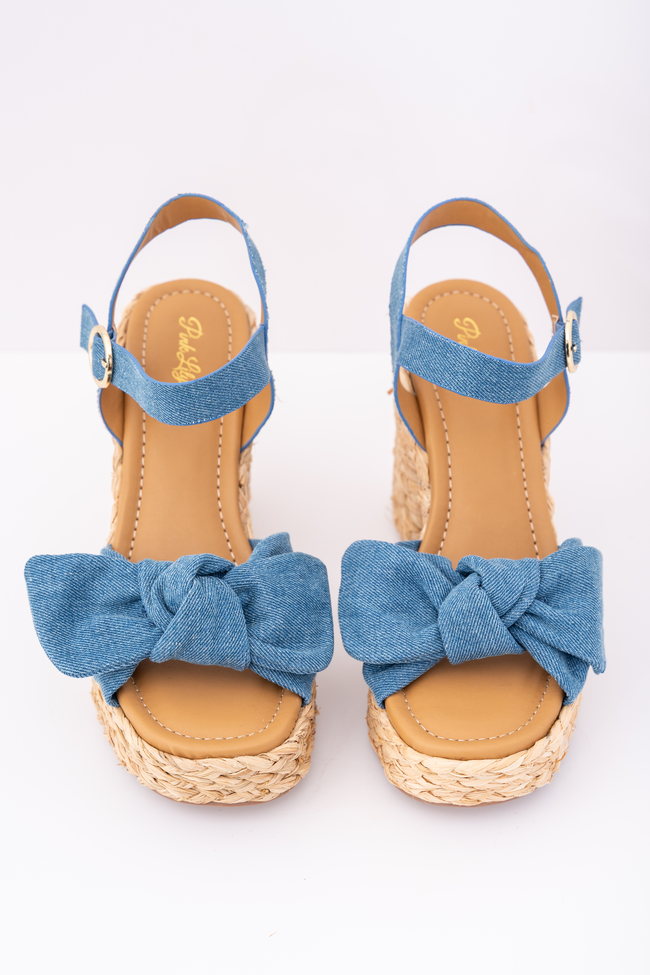 Kacey Chambray Bow Woven Heels FINAL SALE
