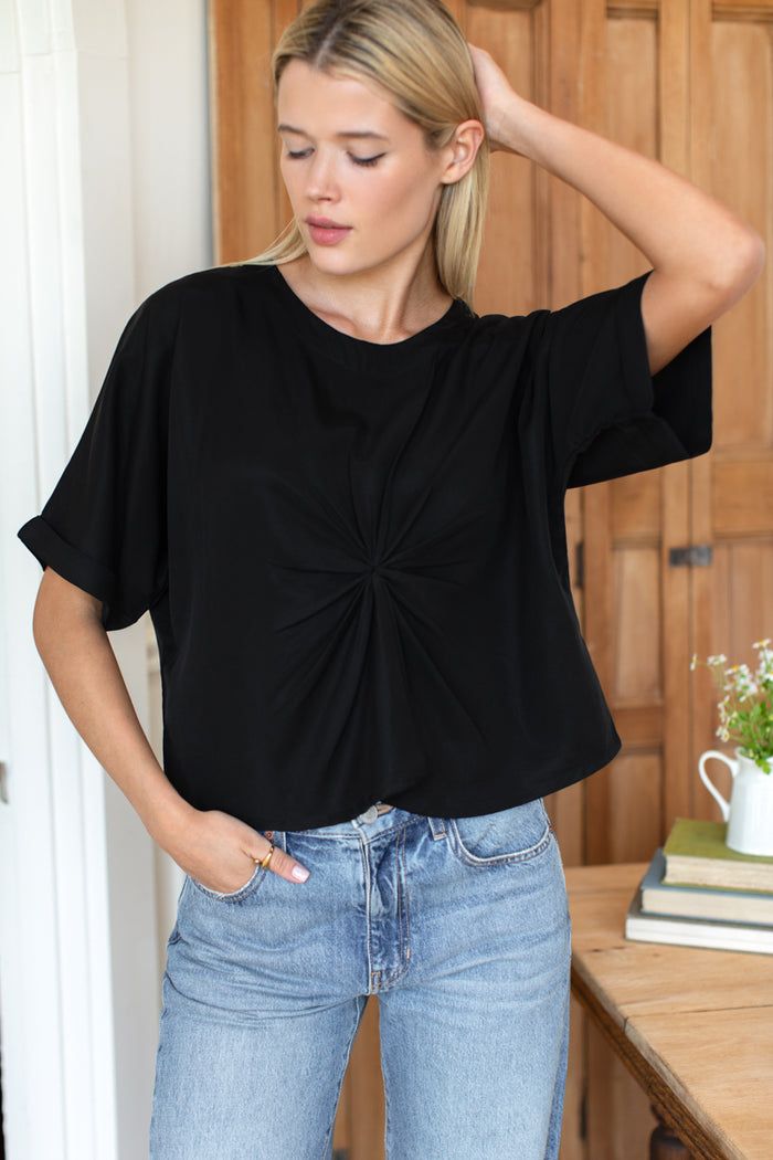 Knot Front Tee - Jet Black
