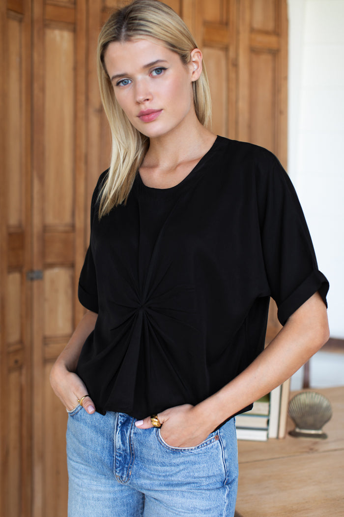 Knot Front Tee - Jet Black