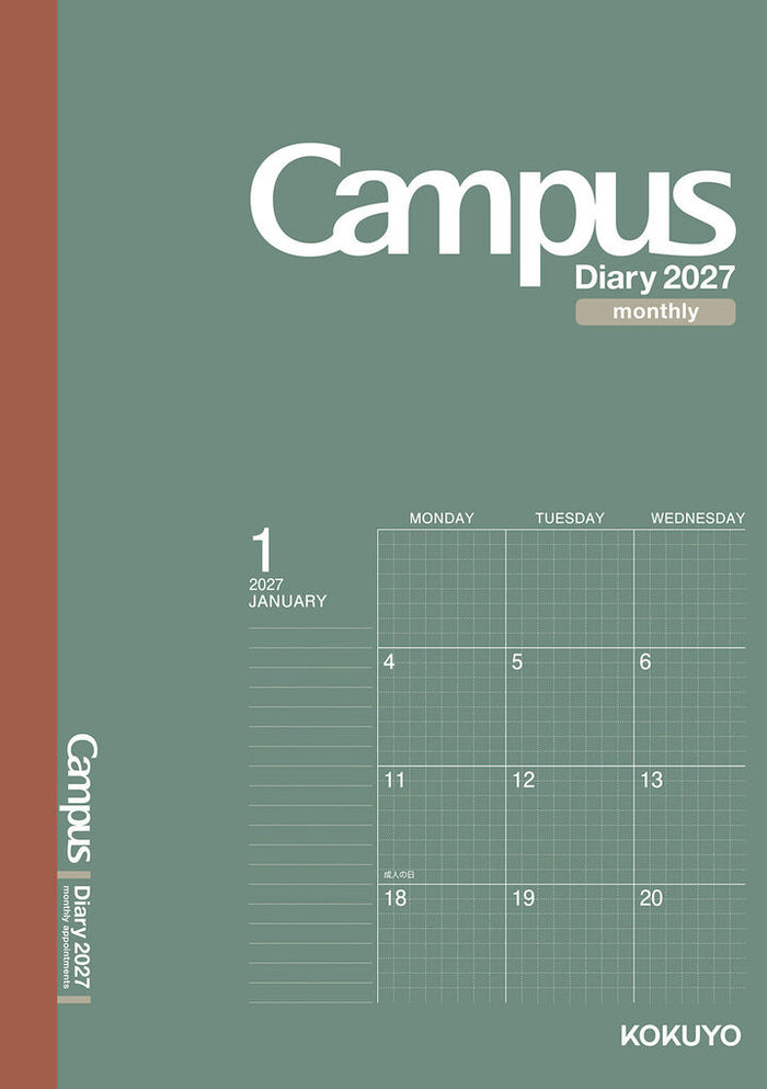 Kokuyo Campus 2027 Monthly Grid Diary - A5